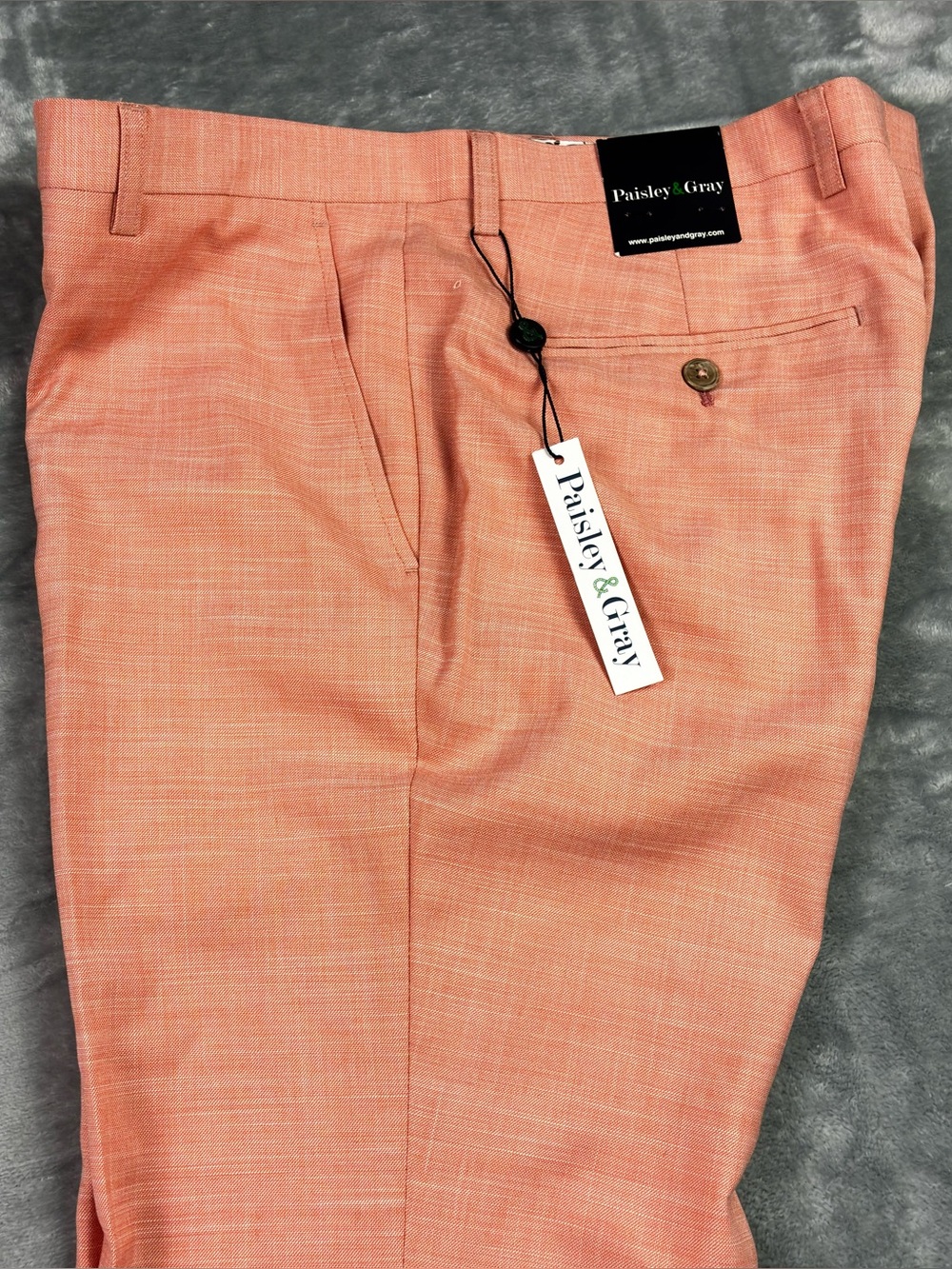 NEW Paisley & Gray Downing Slim Fit Dress Pants Mens 32x32 Salmon Flat Front